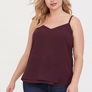BURGUNDY CHIFFON DOUBLE LAYER SWING CAMI